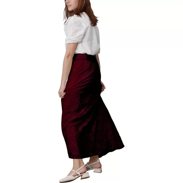 CHARTOU Womens Elegant Floral Lace Elastic High Waist Pleated Maxi Long Beach Skirts