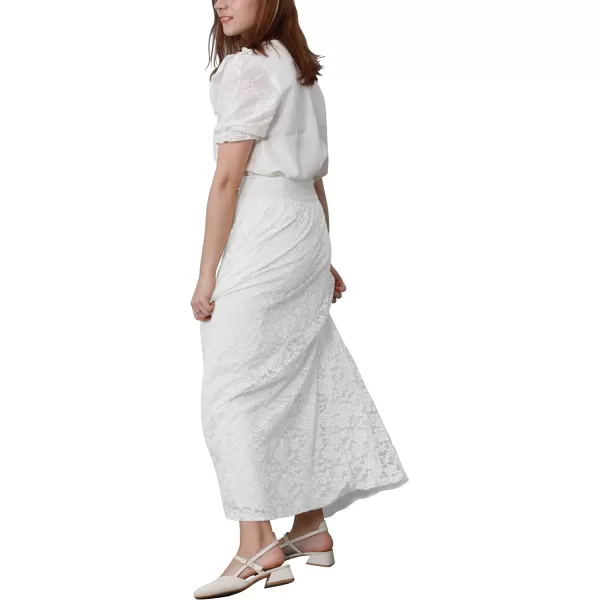 CHARTOU Womens Elegant Floral Lace Elastic High Waist Pleated Maxi Long Beach Skirts