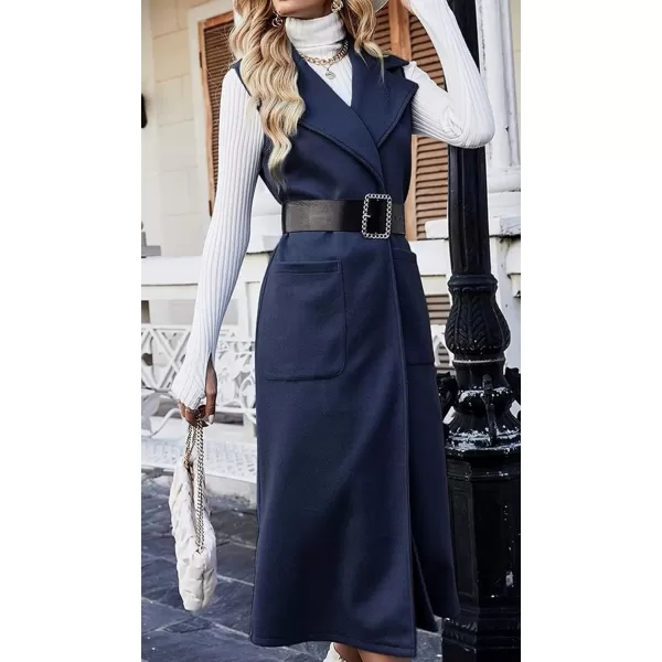CHARTOU Women's Elegant Sleeveless Wool Blend Open Front Cardigan Vest Overcoat Jacket