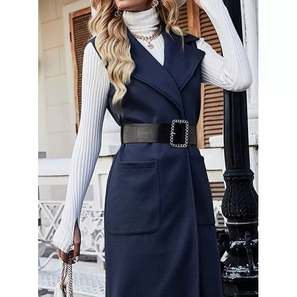 CHARTOU Women's Elegant Sleeveless Wool Blend Open Front Cardigan Vest Overcoat Jacket