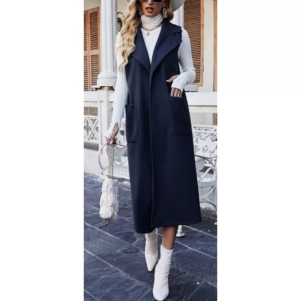 CHARTOU Women's Elegant Sleeveless Wool Blend Open Front Cardigan Vest Overcoat Jacket
