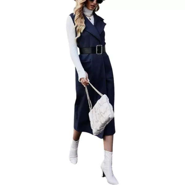 CHARTOU Women's Elegant Sleeveless Wool Blend Open Front Cardigan Vest Overcoat Jacket