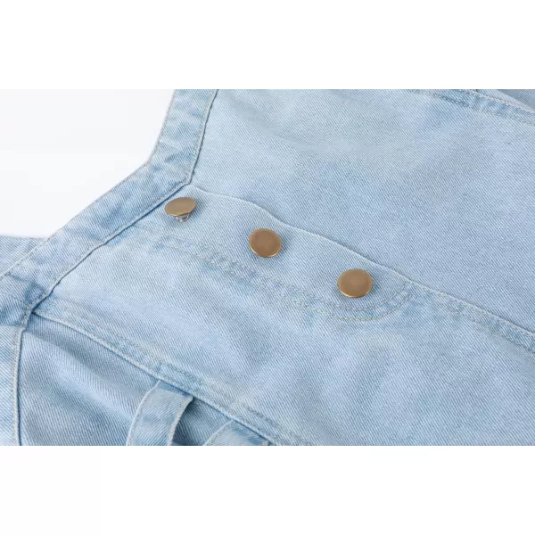 CHARTOU Women's Elegant Straps Back Smocked A-Line Long Skirt Denim Overall Pinafore Dress
