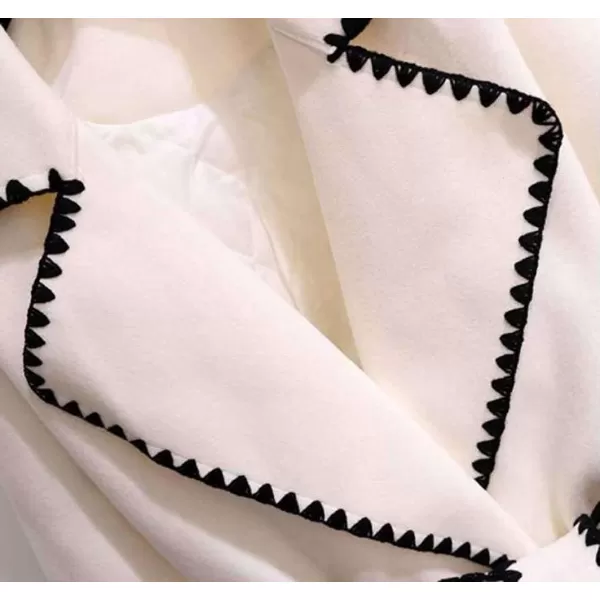 CHARTOU Women's Elegant Wool Blend Lapel Collar Bow-Tie Belt Midi Long Trench Coat Jacket