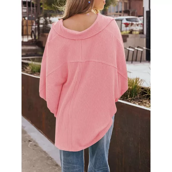 CHARTOU Women's Fall Casual Polo Collared Long Sleeve Oversized T-Shirt Tunic Tops