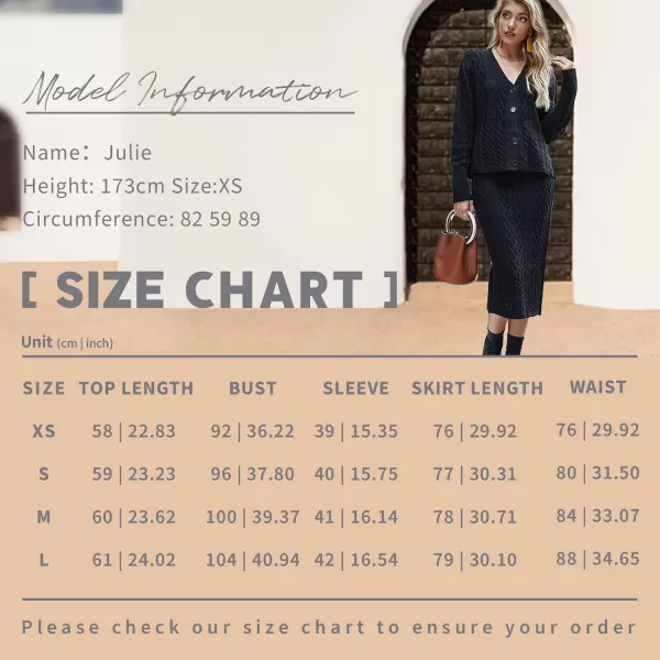 CHARTOU Women's Fall Chunky Cable Knit Bodycon Skirt 2 Piece Outfit Sweater Set
