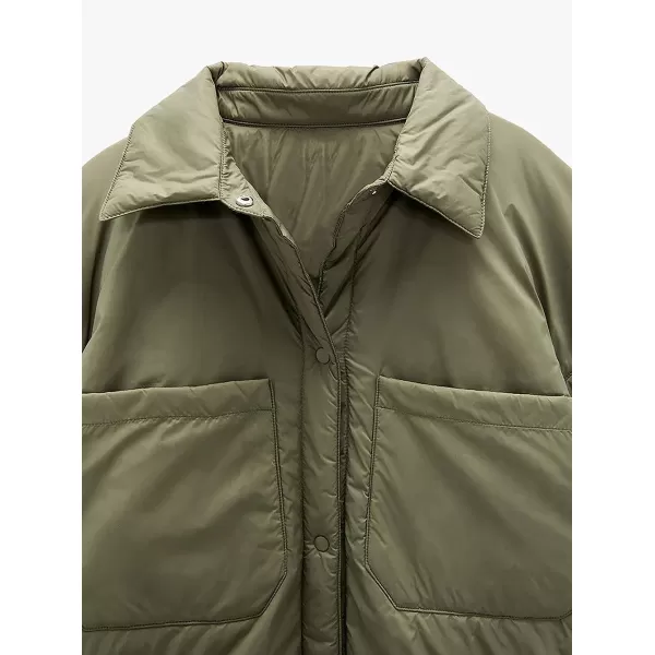 CHARTOU Women's Insulated Padded Quilted Button Down Shirt Jacket Overcoat with Pocket