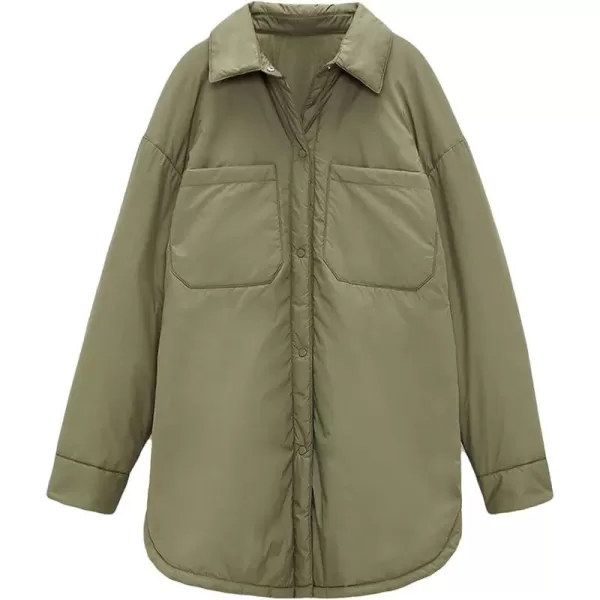 CHARTOU Women's Insulated Padded Quilted Button Down Shirt Jacket Overcoat with Pocket