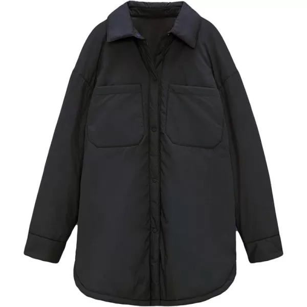 CHARTOU Women's Insulated Padded Quilted Button Down Shirt Jacket Overcoat with Pocket