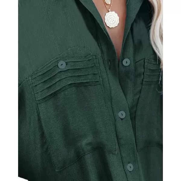 CHARTOU Women's Lightweight Spread Collar Long Sleeve Cuffed Loose Fit Blouse Shirt Tops
