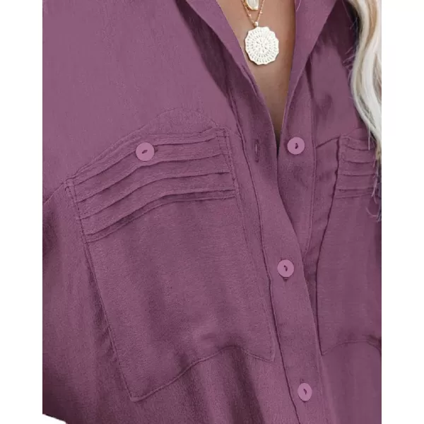 CHARTOU Women's Lightweight Spread Collar Long Sleeve Cuffed Loose Fit Blouse Shirt Tops