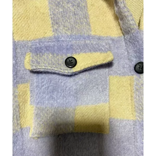 CHARTOU Women's Loose Fit Thick Wool Blend Plaid Mid Long Button Down Shirt Shacket
