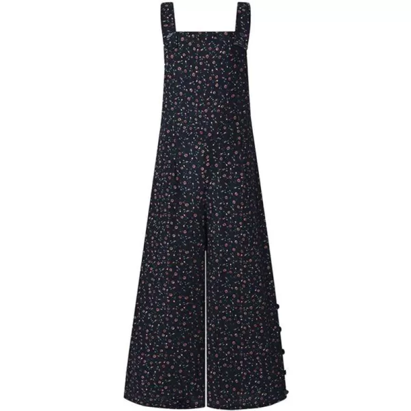 CHARTOU Women's Loose Strap Sleeveless Wide Leg Jumpsuit Bib Overalls Pocket Button One Piece Outfits