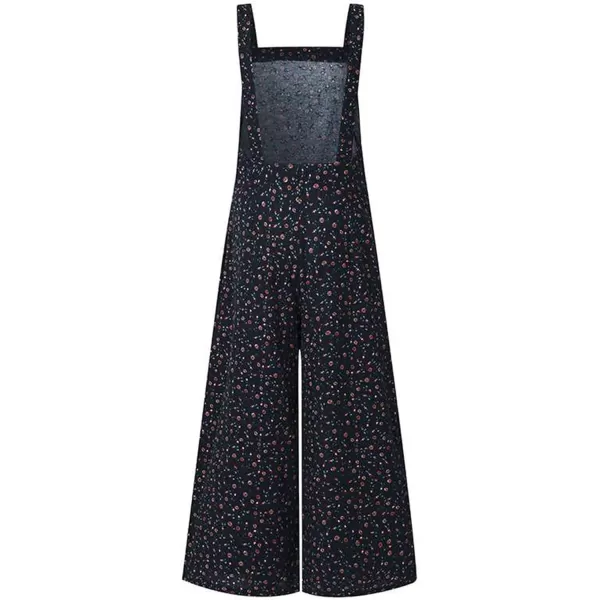 CHARTOU Women's Loose Strap Sleeveless Wide Leg Jumpsuit Bib Overalls Pocket Button One Piece Outfits