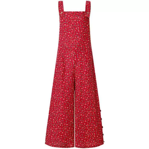 CHARTOU Women's Loose Strap Sleeveless Wide Leg Jumpsuit Bib Overalls Pocket Button One Piece Outfits