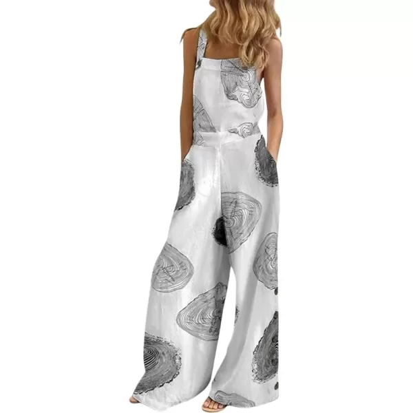 CHARTOU Women's Loose Strap Sleeveless Wide Leg Jumpsuit Bib Overalls Pocket Button One Piece Outfits