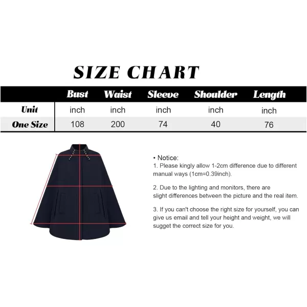 CHARTOU Women's Mock Neck Button Down Poncho Cape Woolen Pea Coat Cloak