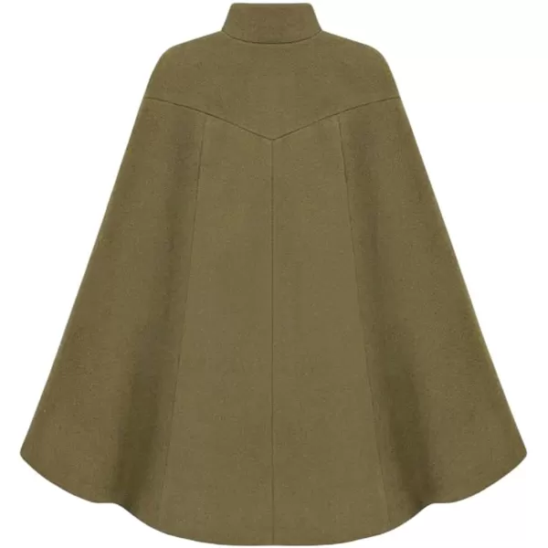 CHARTOU Women's Mock Neck Button Down Poncho Cape Woolen Pea Coat Cloak