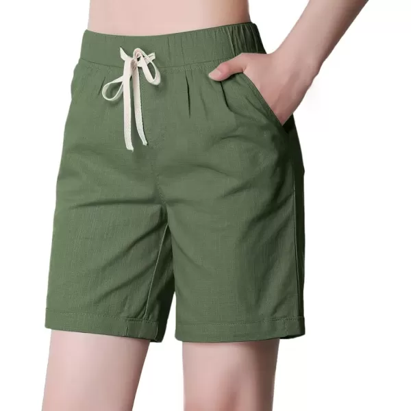 CHARTOU Women's Modest Loose Elastic-Waisted Bermuda Drawstring Casual Shorts