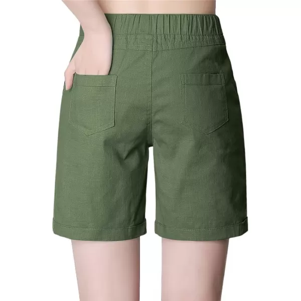 CHARTOU Women's Modest Loose Elastic-Waisted Bermuda Drawstring Casual Shorts
