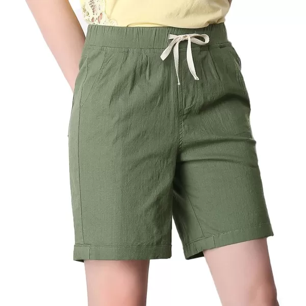 CHARTOU Women's Modest Loose Elastic-Waisted Bermuda Drawstring Casual Shorts