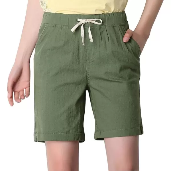 CHARTOU Women's Modest Loose Elastic-Waisted Bermuda Drawstring Casual Shorts