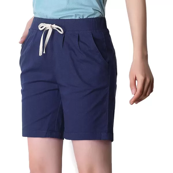 CHARTOU Women's Modest Loose Elastic-Waisted Bermuda Drawstring Casual Shorts