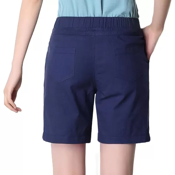 CHARTOU Women's Modest Loose Elastic-Waisted Bermuda Drawstring Casual Shorts