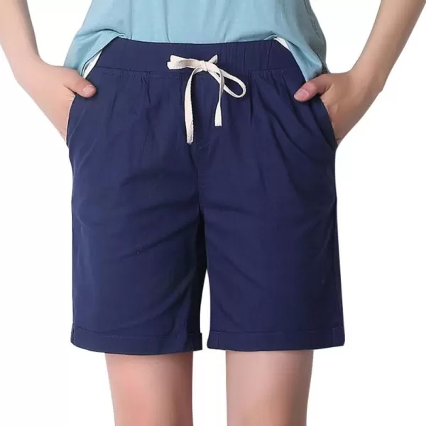 CHARTOU Women's Modest Loose Elastic-Waisted Bermuda Drawstring Casual Shorts