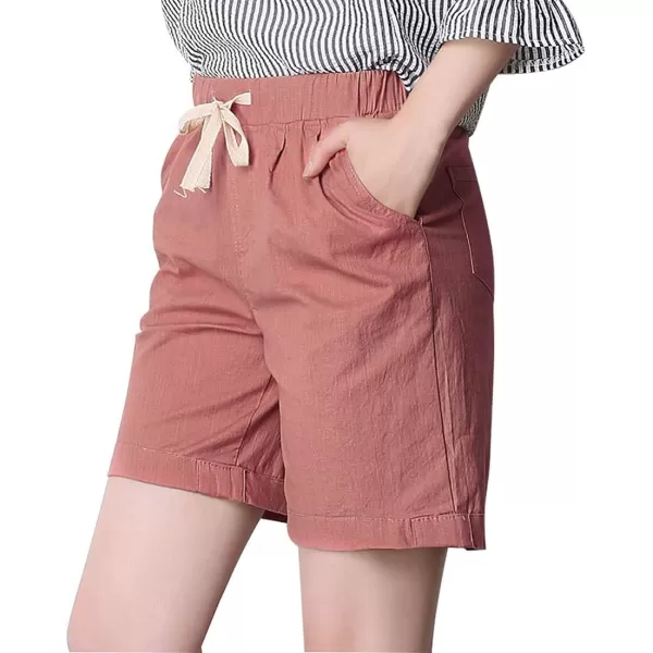CHARTOU Women's Modest Loose Elastic-Waisted Bermuda Drawstring Casual Shorts
