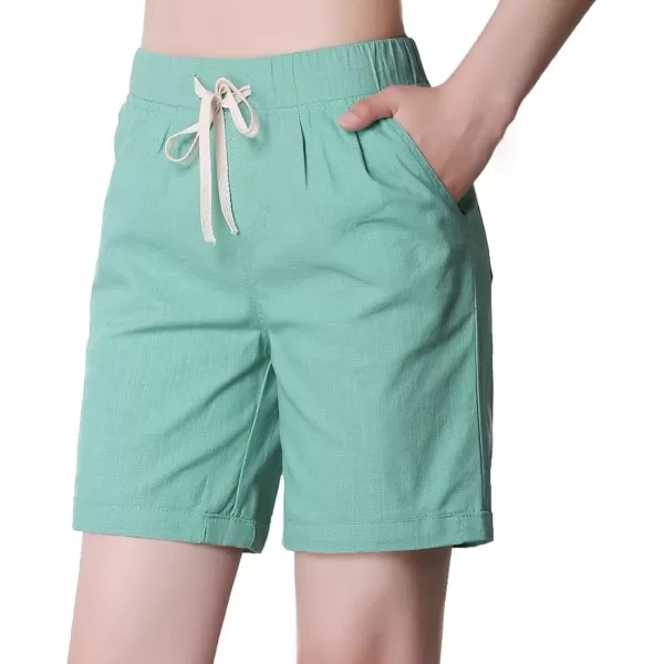 CHARTOU Women's Modest Loose Elastic-Waisted Bermuda Drawstring Casual Shorts