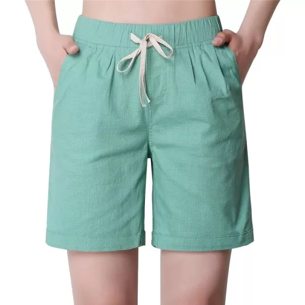 CHARTOU Women's Modest Loose Elastic-Waisted Bermuda Drawstring Casual Shorts