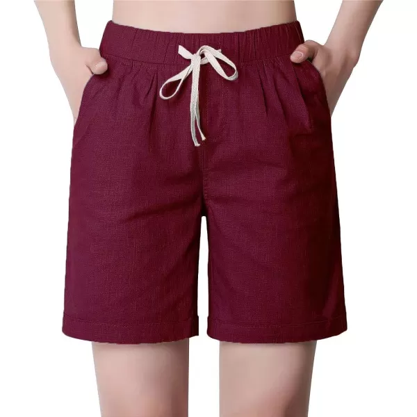 CHARTOU Women's Modest Loose Elastic-Waisted Bermuda Drawstring Casual Shorts