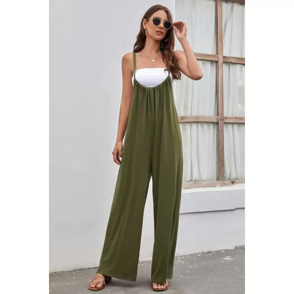 CHARTOU Women's Overalls Casual Spaghetti Strap Suspender Wide Leg Loose Jumpsuits Rompers with Pockets