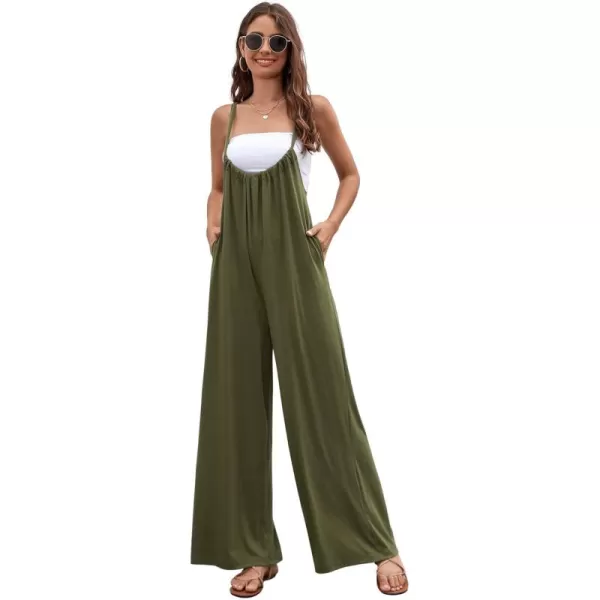 CHARTOU Women's Overalls Casual Spaghetti Strap Suspender Wide Leg Loose Jumpsuits Rompers with Pockets