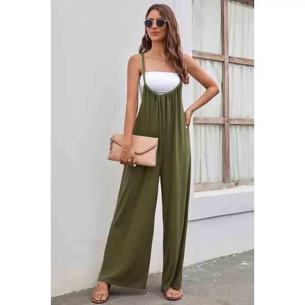CHARTOU Women's Overalls Casual Spaghetti Strap Suspender Wide Leg Loose Jumpsuits Rompers with Pockets