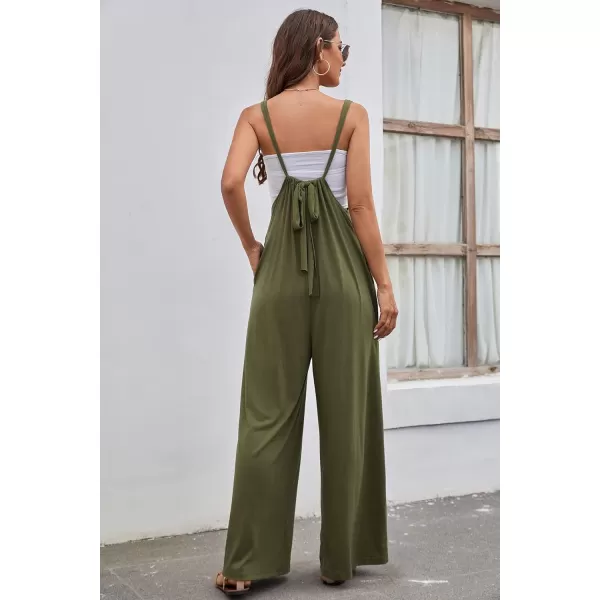 CHARTOU Women's Overalls Casual Spaghetti Strap Suspender Wide Leg Loose Jumpsuits Rompers with Pockets