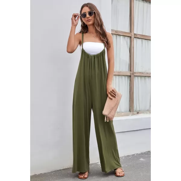 CHARTOU Women's Overalls Casual Spaghetti Strap Suspender Wide Leg Loose Jumpsuits Rompers with Pockets
