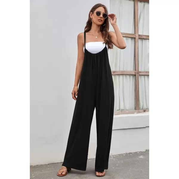 CHARTOU Women's Overalls Casual Spaghetti Strap Suspender Wide Leg Loose Jumpsuits Rompers with Pockets