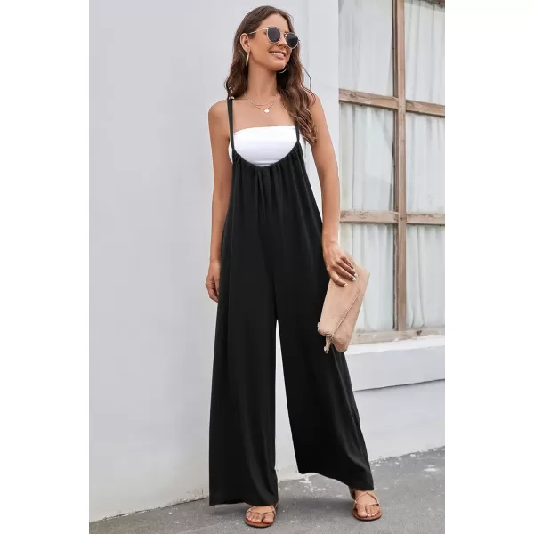 CHARTOU Women's Overalls Casual Spaghetti Strap Suspender Wide Leg Loose Jumpsuits Rompers with Pockets