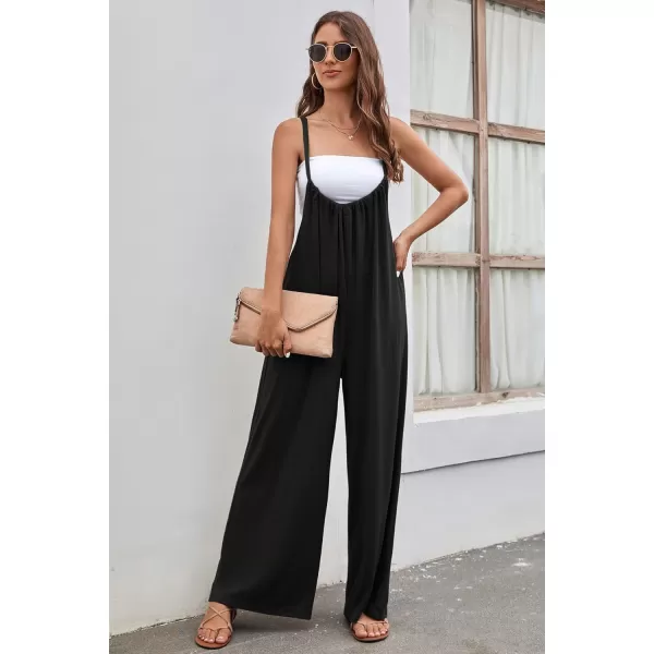 CHARTOU Women's Overalls Casual Spaghetti Strap Suspender Wide Leg Loose Jumpsuits Rompers with Pockets