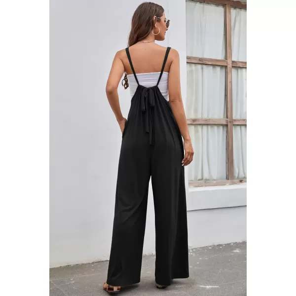 CHARTOU Women's Overalls Casual Spaghetti Strap Suspender Wide Leg Loose Jumpsuits Rompers with Pockets