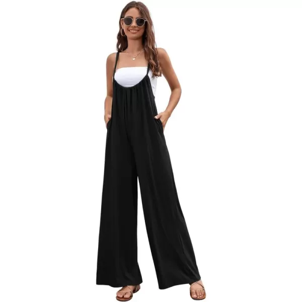 CHARTOU Women's Overalls Casual Spaghetti Strap Suspender Wide Leg Loose Jumpsuits Rompers with Pockets