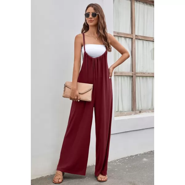 CHARTOU Women's Overalls Casual Spaghetti Strap Suspender Wide Leg Loose Jumpsuits Rompers with Pockets