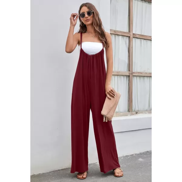 CHARTOU Women's Overalls Casual Spaghetti Strap Suspender Wide Leg Loose Jumpsuits Rompers with Pockets