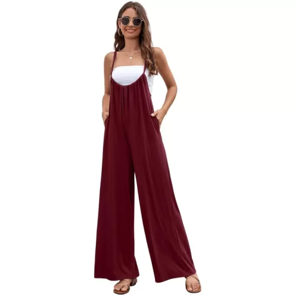 CHARTOU Women's Overalls Casual Spaghetti Strap Suspender Wide Leg Loose Jumpsuits Rompers with Pockets