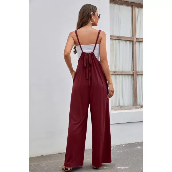CHARTOU Women's Overalls Casual Spaghetti Strap Suspender Wide Leg Loose Jumpsuits Rompers with Pockets