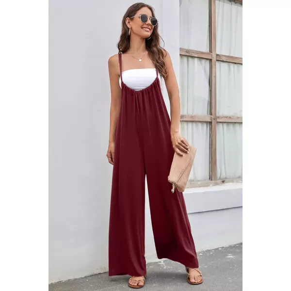 CHARTOU Women's Overalls Casual Spaghetti Strap Suspender Wide Leg Loose Jumpsuits Rompers with Pockets
