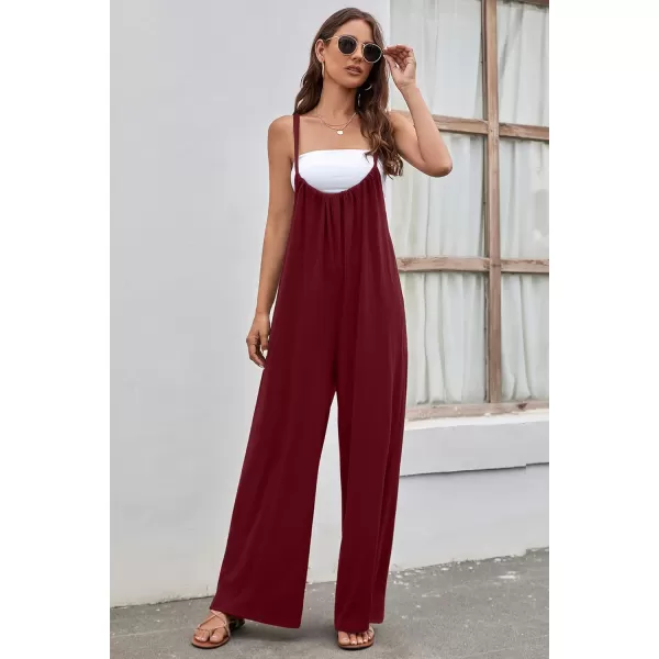 CHARTOU Women's Overalls Casual Spaghetti Strap Suspender Wide Leg Loose Jumpsuits Rompers with Pockets