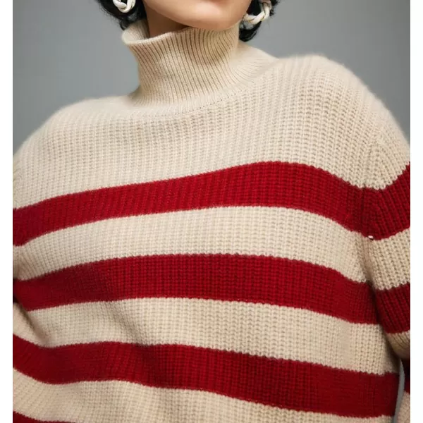 CHARTOU Women's Oversized Sweater Turtleneck 2023 Fall Stripes Pullover Sweater Jumpers